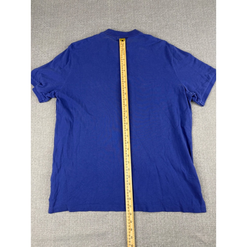 Polo Ralph Lauren Mens Classic Fit Blue Pique Polo Shirt Green Pony Large - Picture 4 of 6